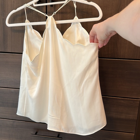 J Crew White Scalloped Tank Top Size 8 Adjustable Straps - Picture 5 of 6